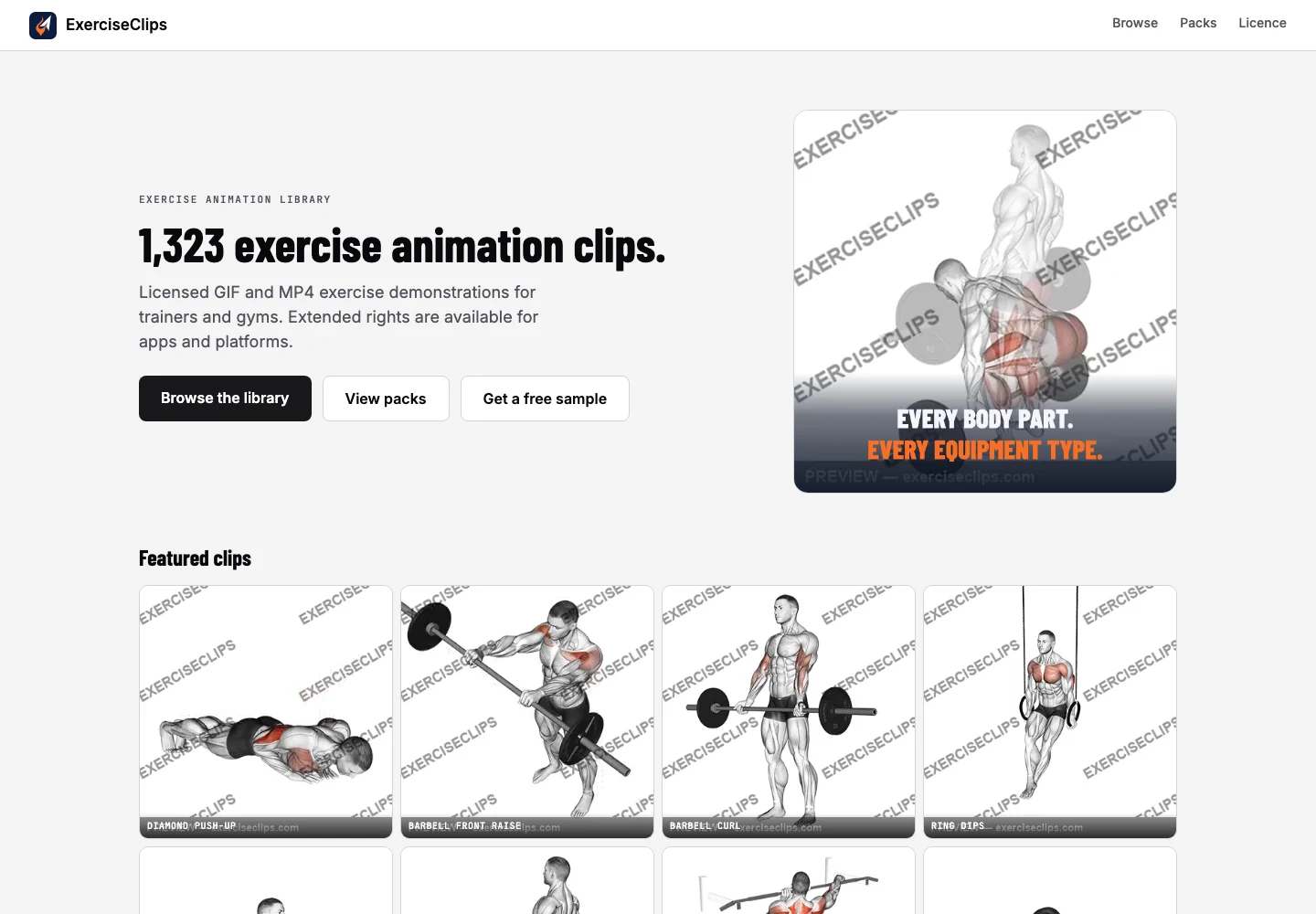 Live storefront · exercise animation reel