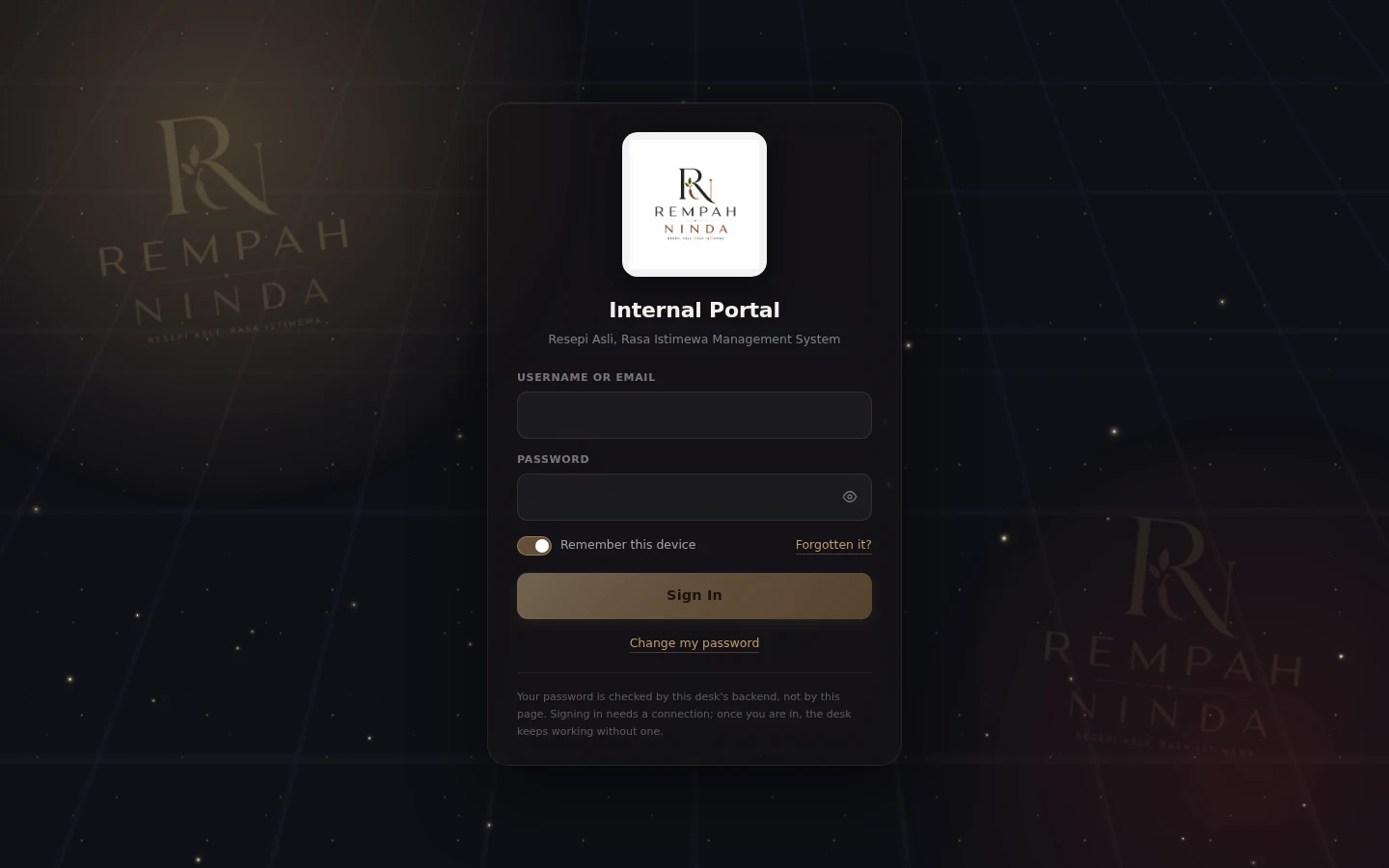 Internal application · documentation screen